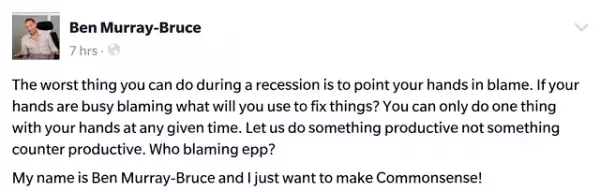 Recession: Who Blaming Epp ? - Sen. BenBruce